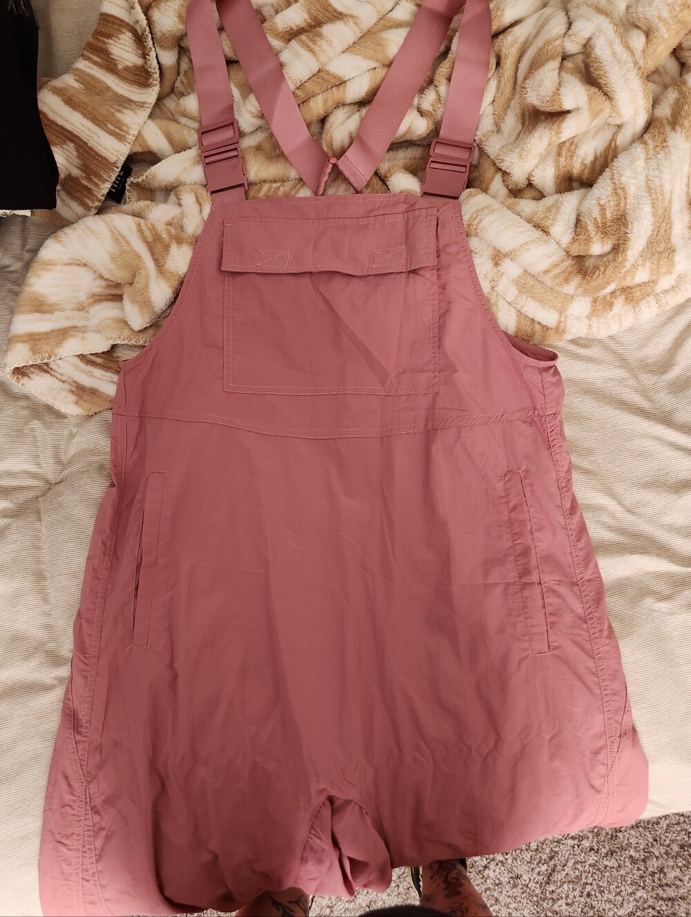 Amazon Mauve Pink Women's Utility Romper Bodysuit with Adjustable Straps